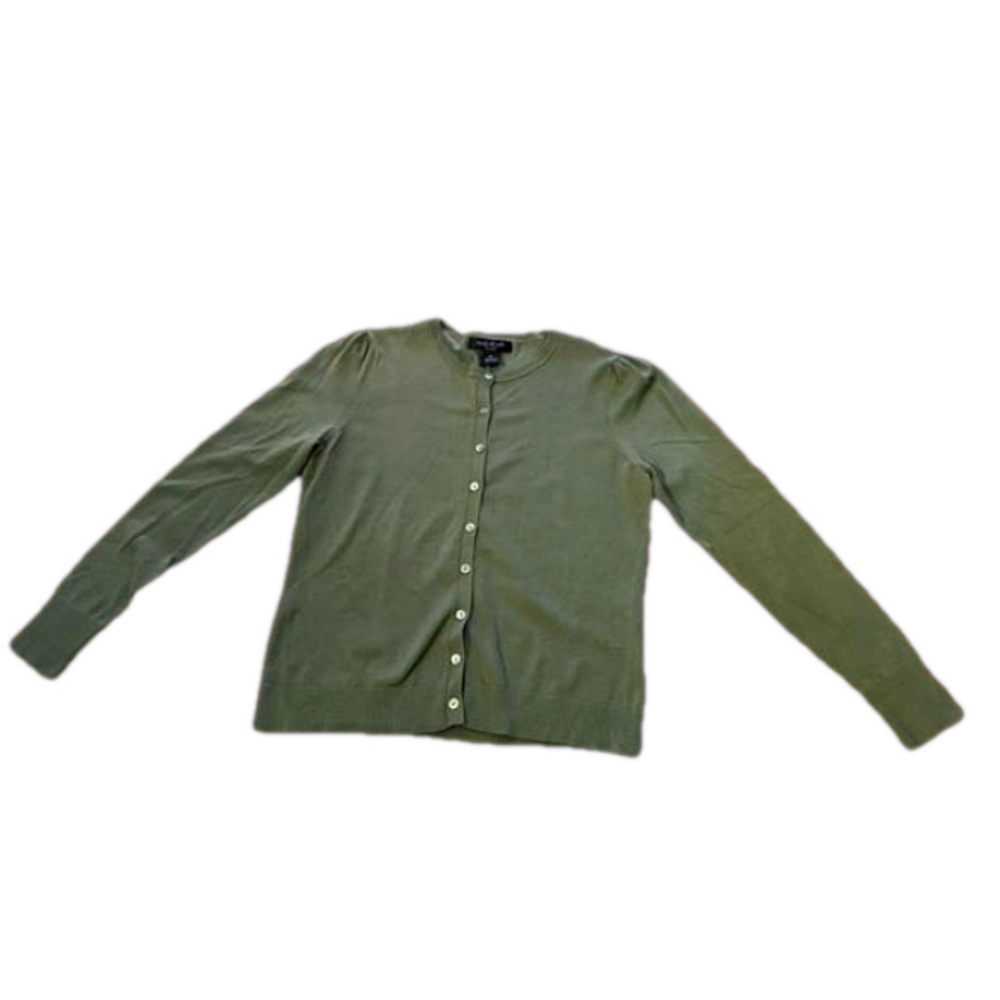 August Silk Petite Size PM Silk Blend Green Cardigan Sweater Women